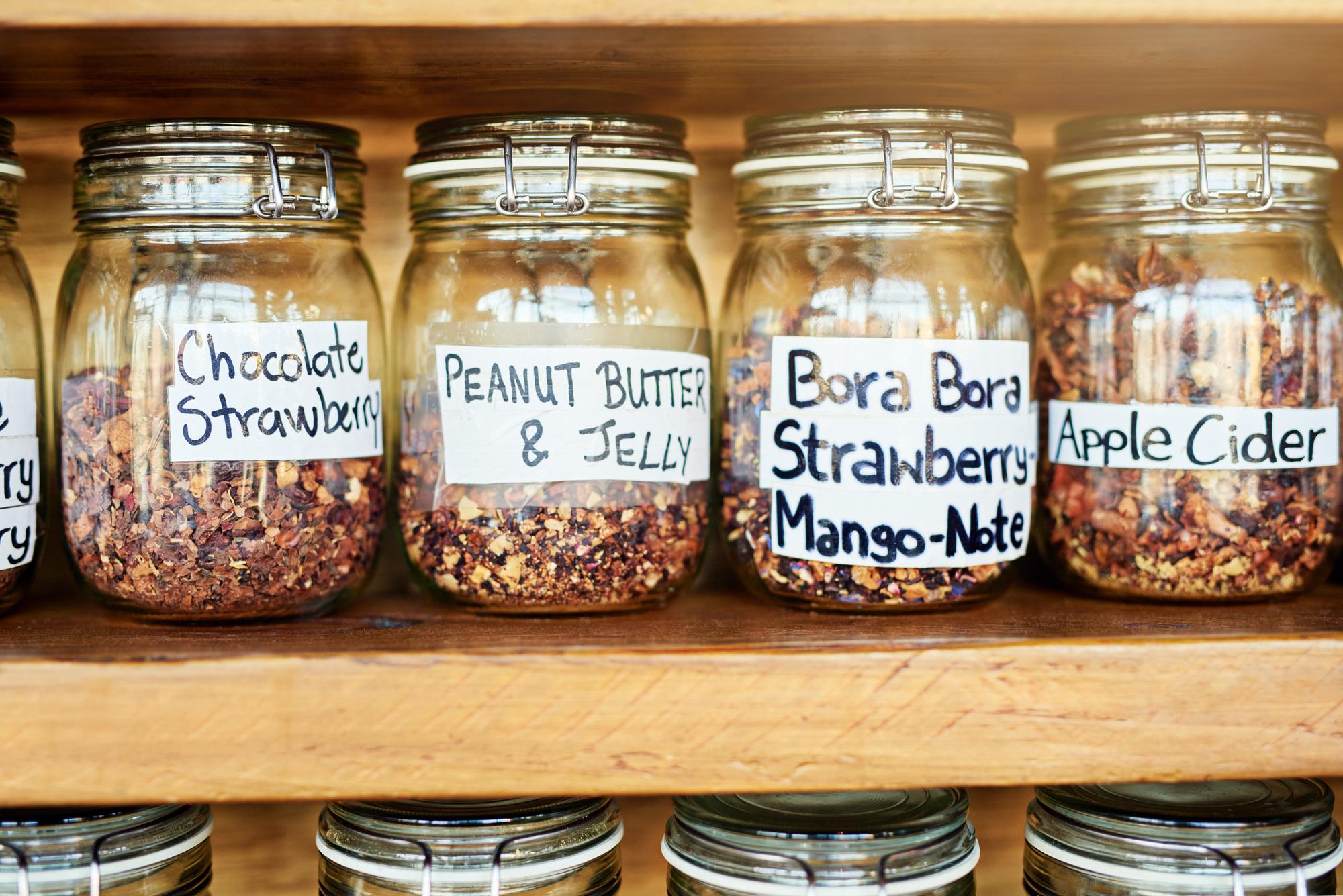 Detailed mise en place with labelled containers